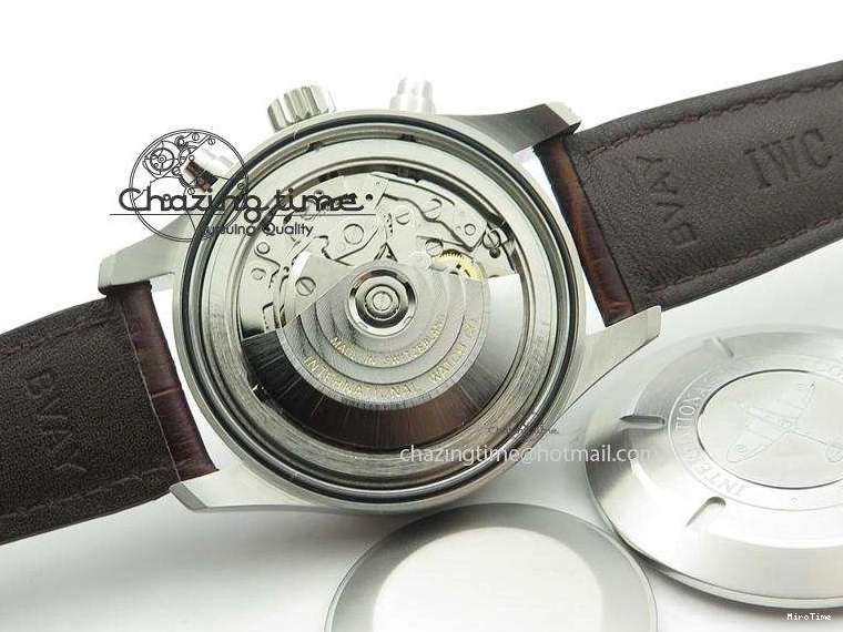 MIROTIME 0204 Cozy Pilot Chrono SS IW387802 V6F 1:1 Best Edition On Brown Leather Strap A 7323